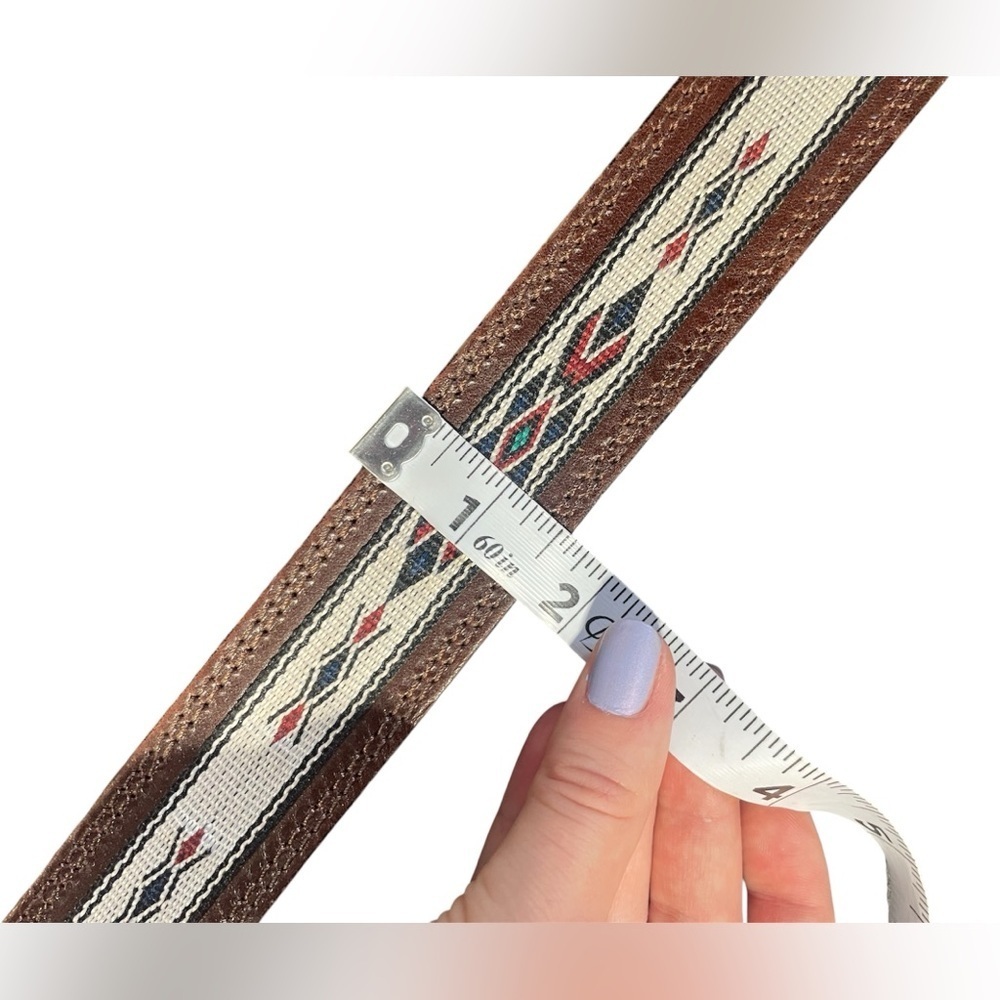 Unbranded Brown Leather Western Cowboy Embroidered Mens Belt GUC - Picture 3 of 9